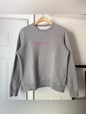 KIRIN PEGGY GOU heather grey crew neck cotton terry boxy cropped sweater